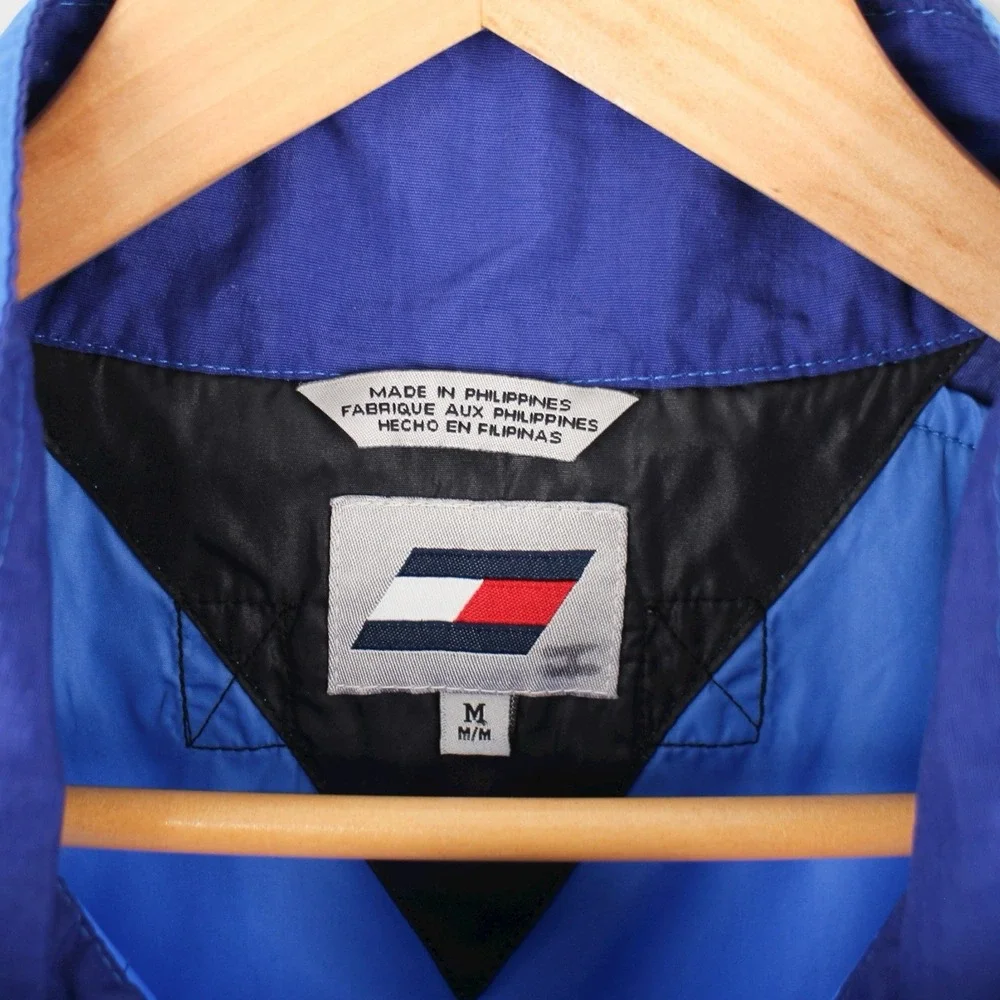 Vintage Tommy Hilfiger Men's Windbreaker Nylon‎ Vest Blue Black Medium Outdoor